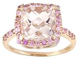 10KT RG 4.00CT MORGANITE WITH .80CTW PINK SAPPHIRE RING