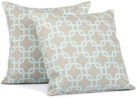 18" X 18" Gotcha Powder Blue &amp; Gray Square Link Accent Throw Pillow Cover