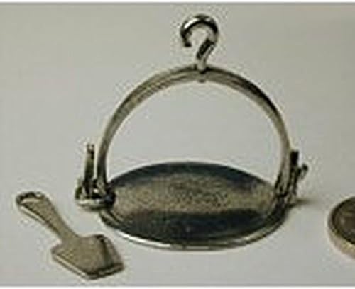 Dollhouse Miniature Polished Pewter Hanging Griddle w/Spatula by Warwick Miniatures