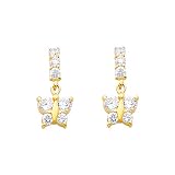 413FSD8Iu L. SL160  14K Yellow Gold Butterfly CZ Stud Earrings with Screw Back for Children & Teen