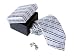Elegant Silver & Black Plaid 100% Silk Necktie & Cufflinks