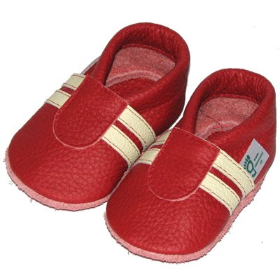 Krabbelschuhe / Softlederschuhe SPORTI - rot, Größe 18/19