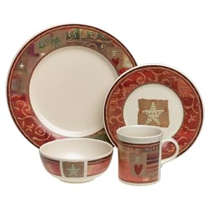 Pfaltzgraff Holiday Spice 16-Piece Dinnerware Set, Service for 4