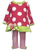 Rare Editions Baby Baby-Girls Infant Stripe Legging Set With Bow Detail, Red/Lime, 24 Months for Sale