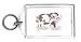 Keychain with water, buffalo, horn, brown, standing, field