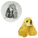 Full Color Cocker Spaniel Shaped Plate, Porcelain by Rosalinde (8' diameter)