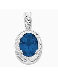 14K White Gold Oval Cut Chatham Created Sapphire Pendant -- LIFETIME WARRANTY