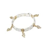 Inspirational Religious Silver Gold Tone Charms Stretch Bracelet Fashion Jewelry