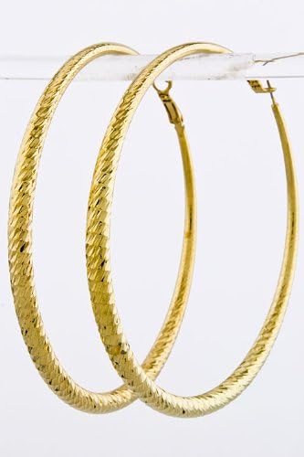 BAUBLES & CO FACETED CUT HOOP EARRINGS (Gold)