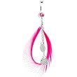 Pink Gem Mod Circle Feather Drop Belly Ring
