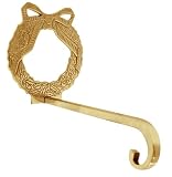 Set of Three Cast Brass Wreath Design Christmas Stocking Holders and Bonus Wreath Holder