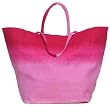 Cotton Canvas Fuschia Beach Bag 26"L Top x 16.5"H