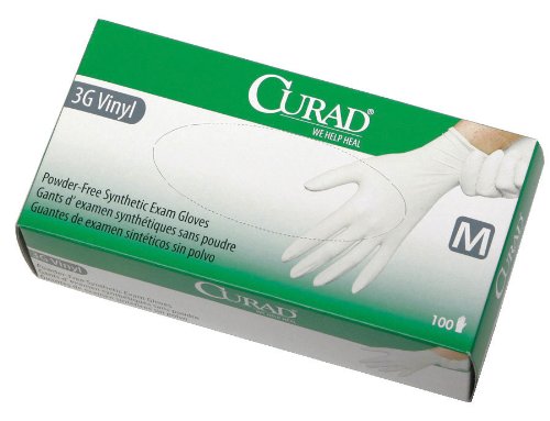 CUR8235 - CURAD Powder-Free Latex-Free 3G Vinyl Exam Gloves,Medium