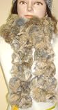 Imported Two Strand Luxurious Looking Pink Grey Tweed Color Rabbit Fur Neck Warmer Scarf for Women