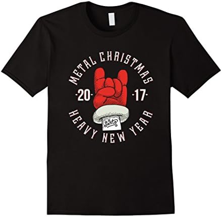 Men's Metal Christmas Heavy New Year Funny Cool Santa T-Shirt 2XL Black