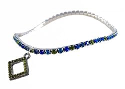 Anklet - A47 - Swarovski (tm) Crystal - Stretch ~ Caribbean Mix with Diamond Charm