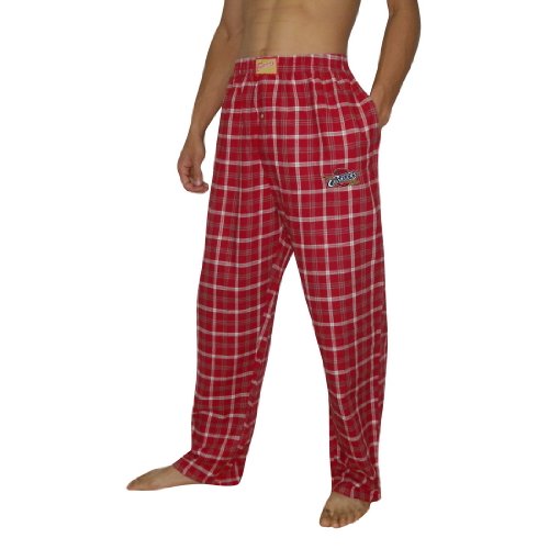 Mens NBA Cleveland Cavaliers Plaid Cotton Thermal Sleepwear / Pajama Pants - Red (Size: L)