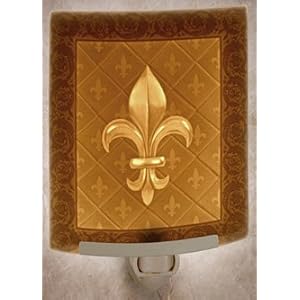 Fleur-de-lis Curved Porcelain Lithophane Night Light by The Porcelain Garden