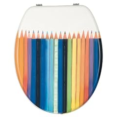 WENKO WC-Sitz Crayons - Fix-Clip Hygiene Metallbefestigung, MDF - Toilettensitz - Toilettenbrille - WC Deckel