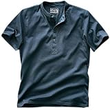 Organic soft grey grandad-style t-shirt with short sleeves blue s