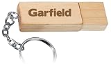 Engraved Wooden USB Flash Drive 8 GB with chain - Engraved name Garfield