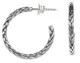 Sterling Silver Braided Hoop Earrings by Zina