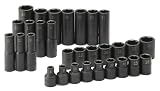 SK Hand Tools 4053 30-Piece 1/2-Inch Drive 6 Point Standard and Deep Metric Impact Socket Set