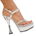 6 Inch Womens Evening Shoes Sexy Platform Shoes Silver Cone Sandal Shoes Clear Rhinestone Design Clear CLEARANCE