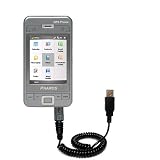 Coiled Power Hot Sync and Charge USB Data Cable w/ Tip Exchange for the Pharos PGS Phone 600 - Gomadic Brand