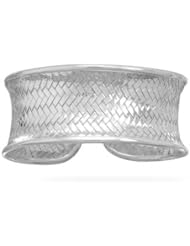 Sterling Silver Concave Woven Cuff Bracelet