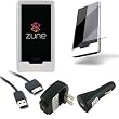 Microsoft Zune HD 16GB / 32GB Silicone Gel Skin Case Combo (CLEAR) w/ 2in1 Sync and Charging USB Data Cable, USB Car Charger, USB Wall / Travel Charger, and a Zune HD Screen Protector / Screen Guard