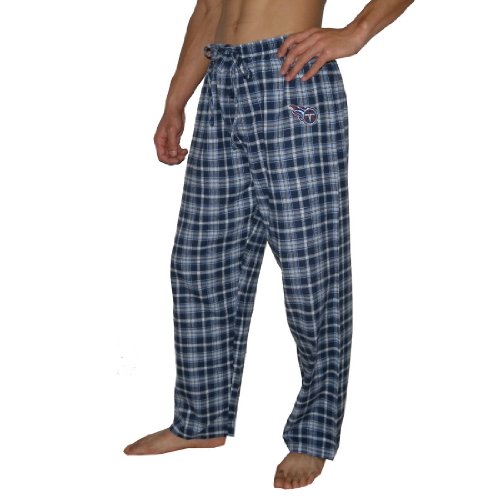 Mens NFL Tennessee Titans Plaid Cotton Thermal Sleepwear / Pajama Pants - Dark Blue (Size: L)