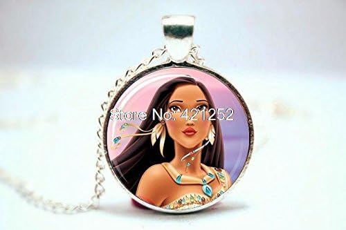 Pretty Lee 2015 Fashion Princess Pocahontas Necklace Glass Photo Cabochon Necklace Christmas gift