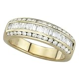 14K Yellow Gold Baguette & Round Diamond Band Ring (0.75 ctw)