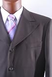 Men's Single Breasted 4 Button Superior 150s Extra Fine Brown 3 PCS Vested Dress Suit w. Back Pleat, Wide Leg
