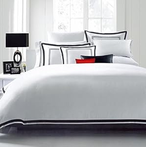 Hotel Luxury 3pc Duvet Cover Set-SALE TODAY ONLY! #1 Rated On Amazon.. Elegant White/Black Trim Hotel Quality Design. Top Quality Linens with 100% Money Back Guarantee!! Wrinkle & Fade Resistant Bedding..The Ultimate in Comfort..Full/Queen