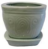 Chinese celadon planter with tray - art deco design