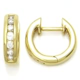 14K Yellow Gold Diamond Hoop Earrings