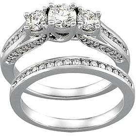 14K Yellow Gold Diamond Bridal Engagement Ring Set by DivaDiamonds