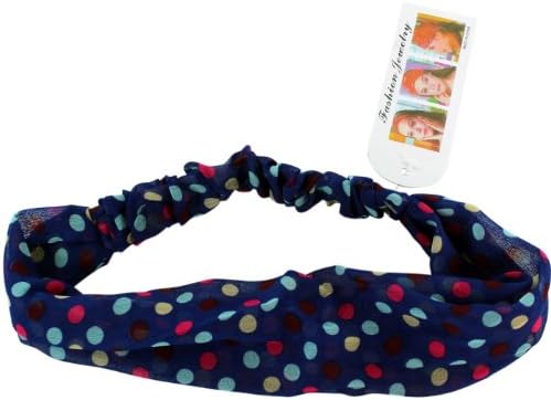 Colorful Polka Dots On Navy Blue Headband - Polka Dot Stretch Headband - Stylish Fashion Headband