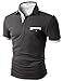 Doublju Mens back color blocked short sleeves polo shirts with pocket point