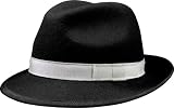 Barmah Crushable Wool Felt Trilby Fedora Hat, Black with White Band