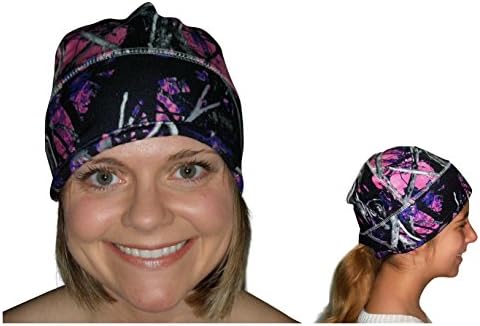 Muddy Girl Beanie Juniors Pink Camo Performance Fleece Cap w/Ponytail Slot