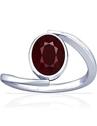 14K White Gold Oval Cut Ruby Womens Astrological Ring