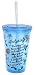 Spoontiques Blue Footprints Clear Acrylic Cup with Straw & Lid
