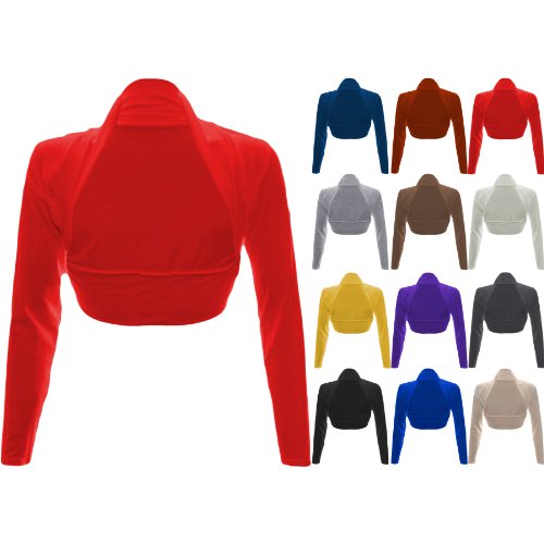 Fashion Wardrobe Womens Long Sleeve Boleros Shrugs Crop Cardigan