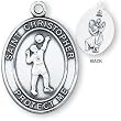 Sterling Silver Saint Christopher Mens-Boys Volleyball Medal and 24-inch Chain