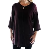 Plus Size We Be Bop ChaiLatte Cotton Gauze Maroon Keyhole Swing Top