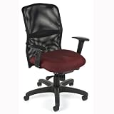 Burgundy no Arms OFM AirFlo Computer Office Chair Mesh Back with Arm Rests