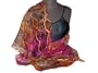 ArtisanStreet's Gold Chiffon Hand Painted Silk Wrap. Features Shades Of Bronze, Magenta And Metallic Gold. Signed By Artisan, Scarf Is One Of A Kind And Made To Order.
